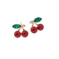 Boucles d'oreilles cerise résine rouge zircon brillant – 3
