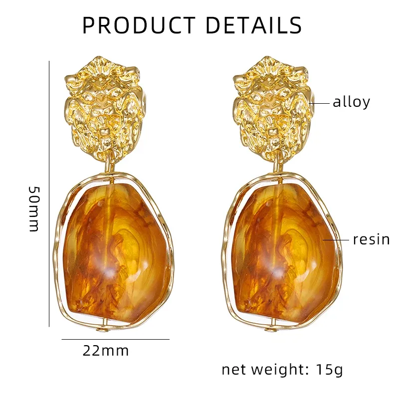 Boucles d'oreilles clip résine irrégulière géométrique vintage