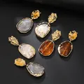 Boucles d'oreilles clip résine irrégulière géométrique vintage – Couleur du métal grey
