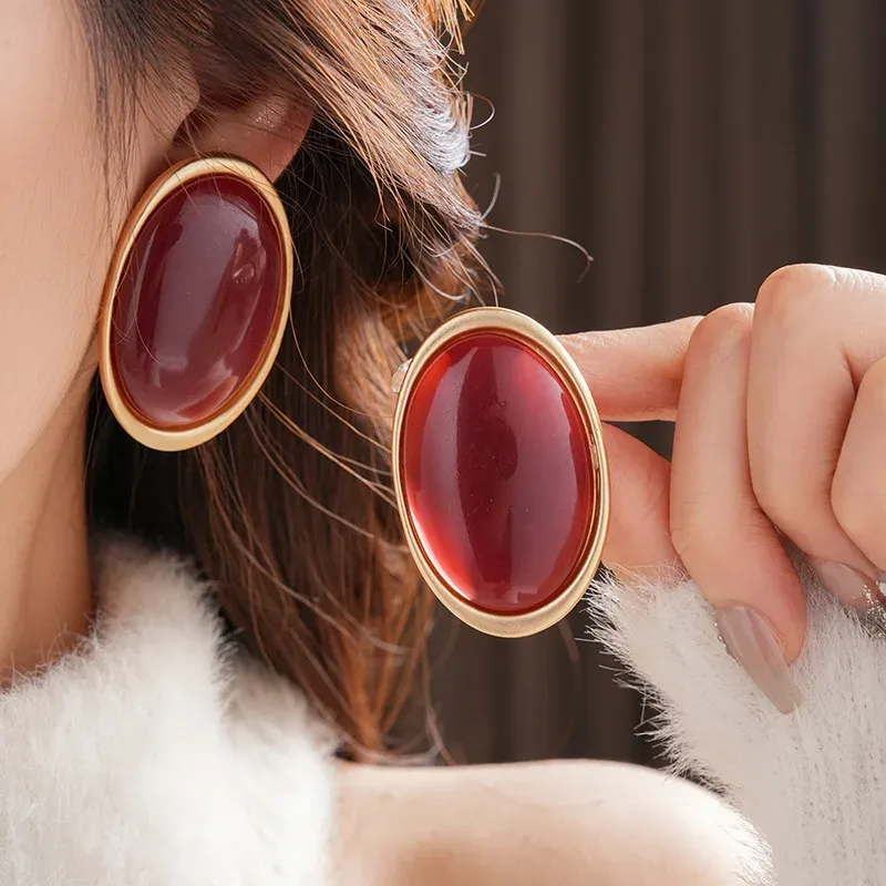 Boucles d'oreilles clous résine géométriques luxe pour femmes