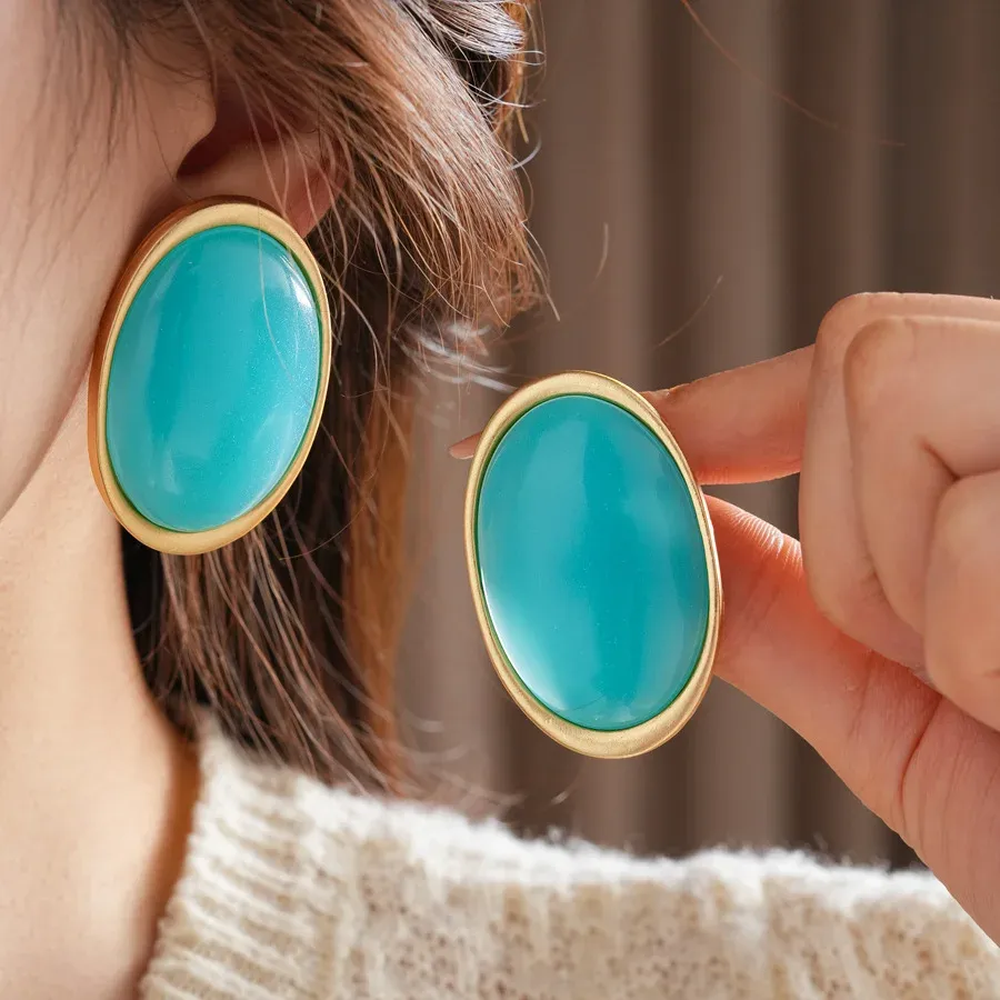 Boucles d'oreilles clous résine géométriques luxe pour femmes