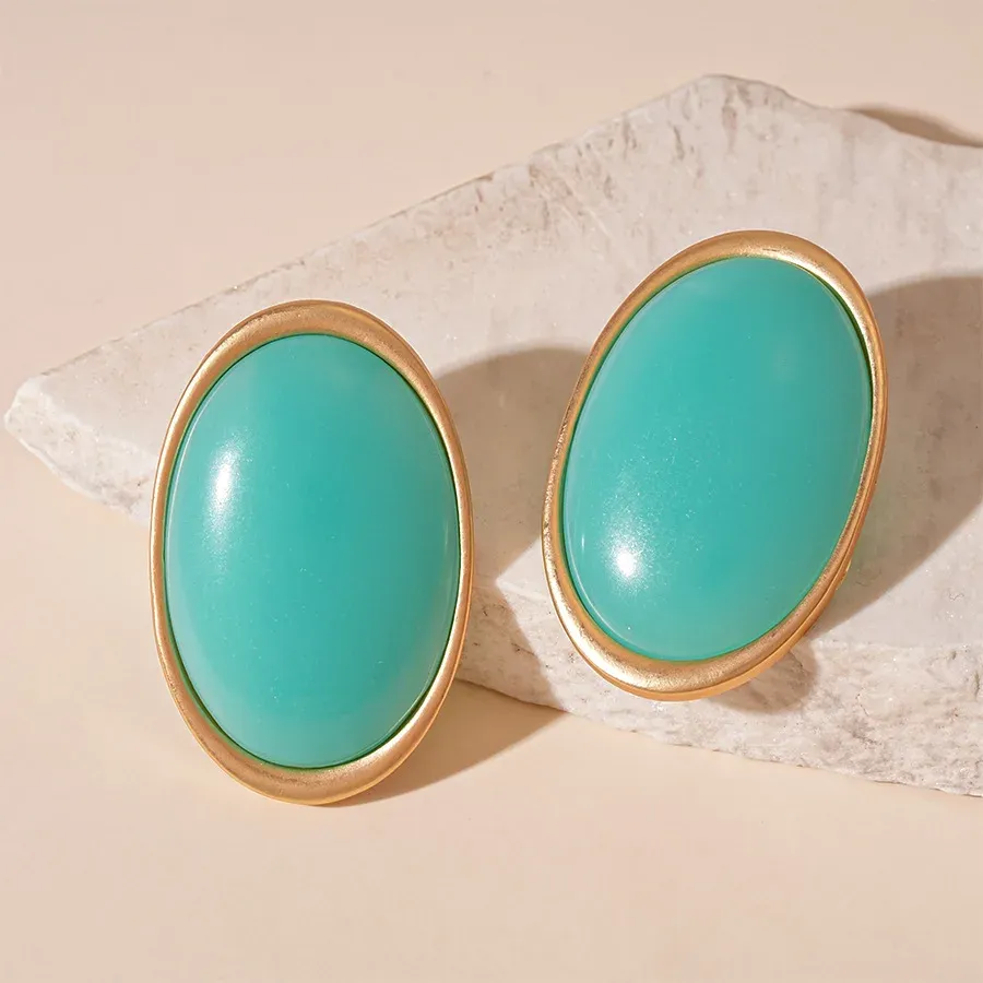 Boucles d'oreilles clous résine géométriques luxe pour femmes