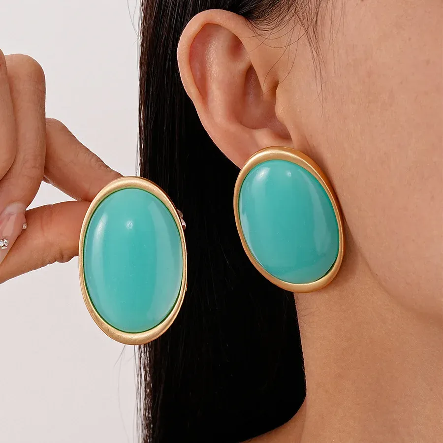 Boucles d'oreilles clous résine géométriques luxe pour femmes