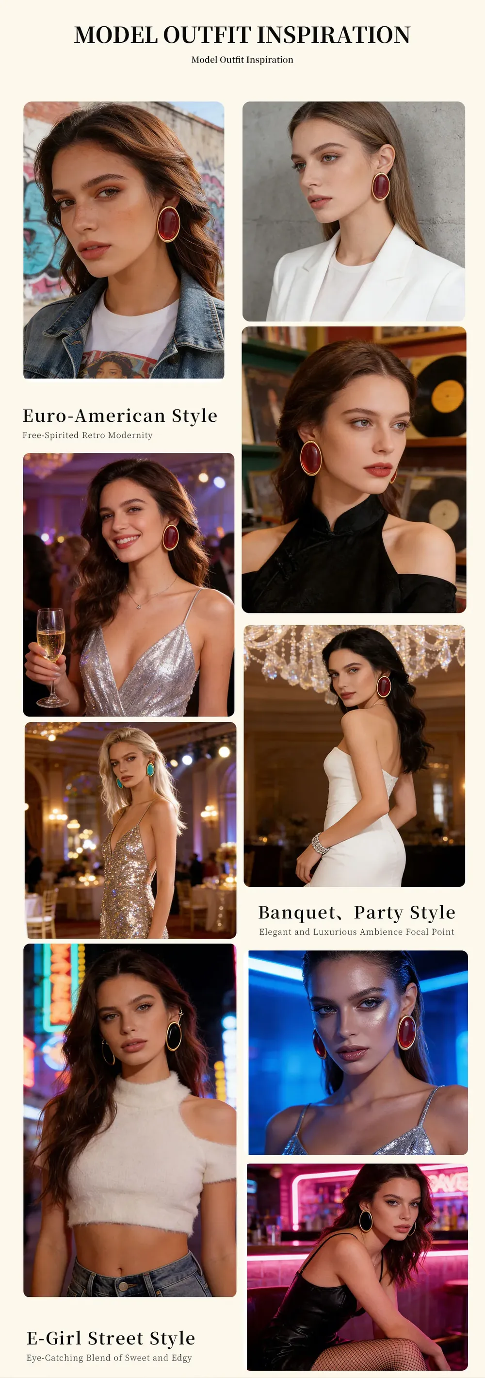 Boucles d'oreilles clous résine géométriques luxe pour femmes