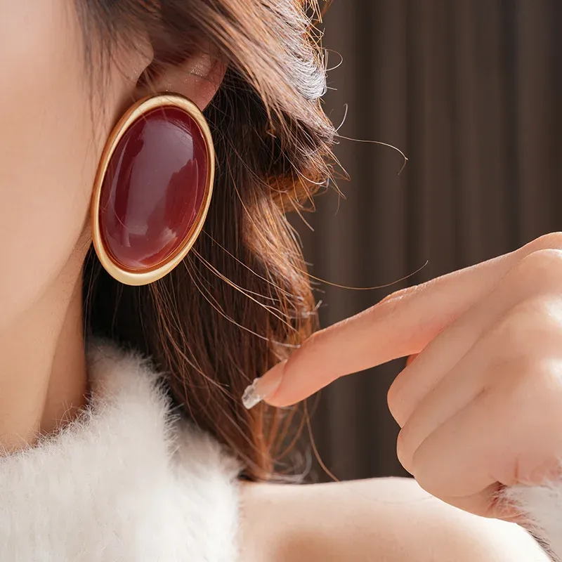 Boucles d'oreilles clous résine géométriques luxe pour femmes