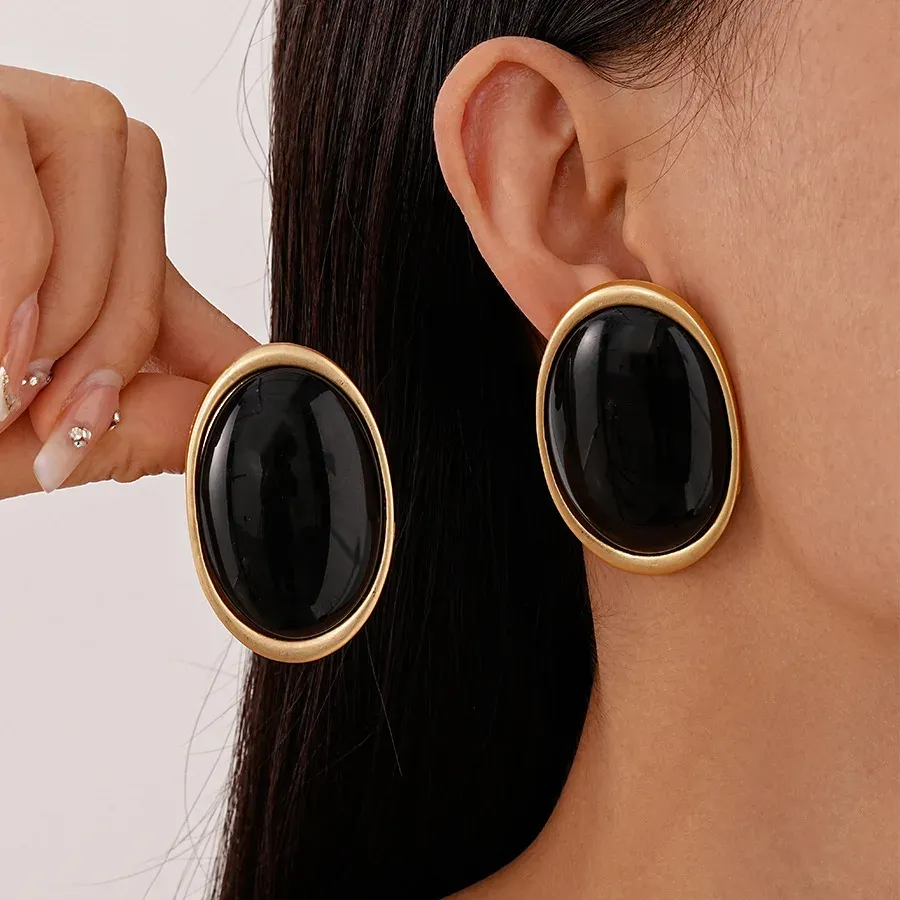 Boucles d'oreilles clous résine géométriques luxe pour femmes