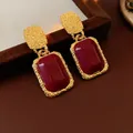 Boucles d'oreilles clous résine géométriques luxe pour femmes – Metal Color square
