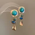 Boucles d'oreilles clous résine géométriques luxe pour femmes – Metal Color style5