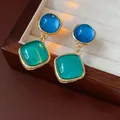 Boucles d'oreilles clous résine géométriques luxe pour femmes – Metal Color style6