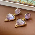 Boucles d'oreilles clous résine géométriques luxe pour femmes – Metal Color style7