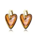 Boucles d'oreilles créoles résine cœur or pour femme – 1