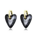 Boucles d'oreilles créoles résine cœur or pour femme – Couleur du métal Black