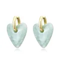 Boucles d'oreilles créoles résine cœur or pour femme – Couleur du métal Blue