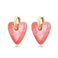 Boucles d'oreilles créoles résine cœur or pour femme – Couleur du métal Coral