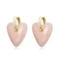 Boucles d'oreilles créoles résine cœur or pour femme – Couleur du métal Pink