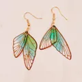 Boucles d'oreilles résine ailes dégradées strass papillon – Couleur du métal e2240lan