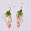 Boucles d'oreilles résine ailes dégradées strass papillon – Couleur du métal e2240lv
