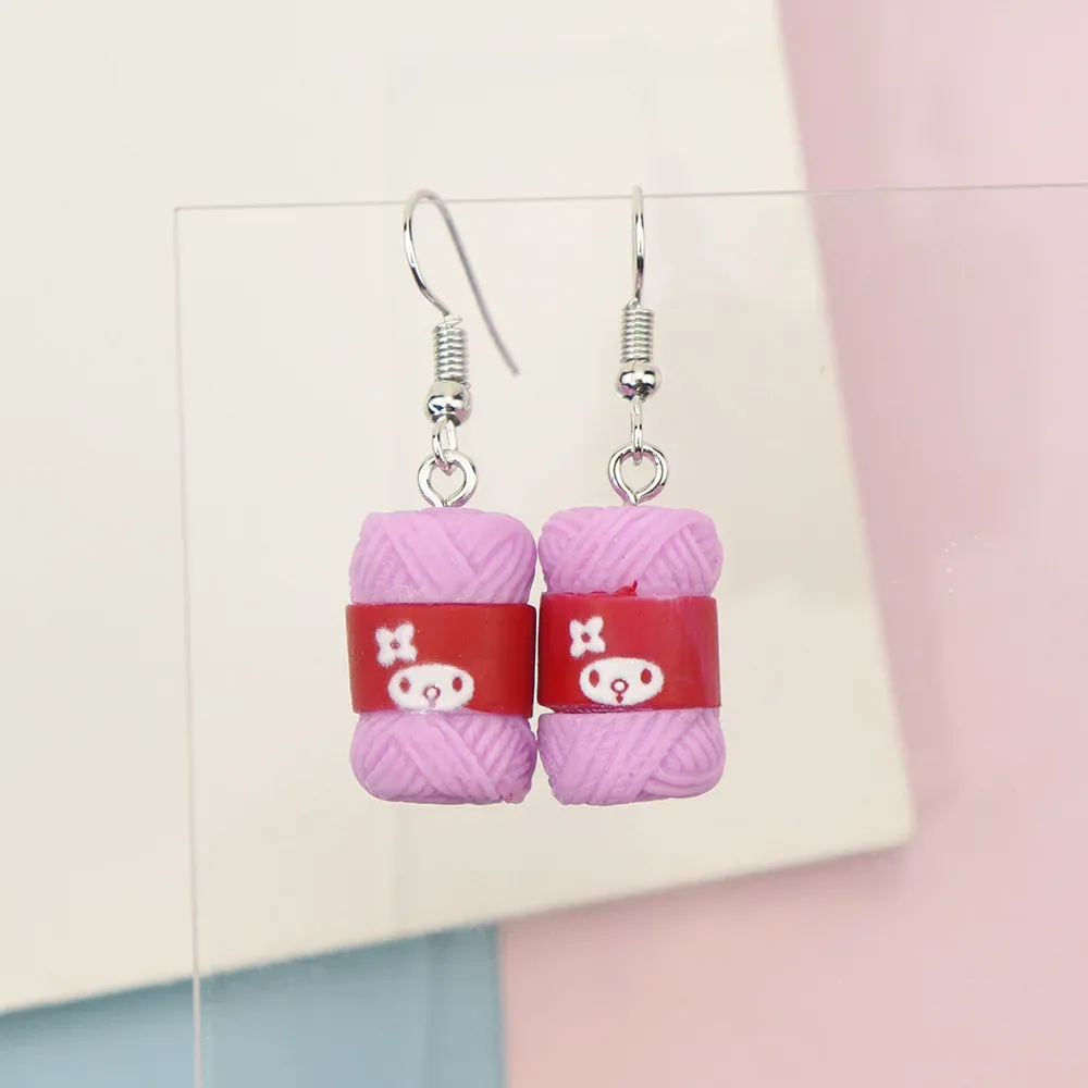 Boucles d'oreilles résine boule fil couleur bonbon pour femmes