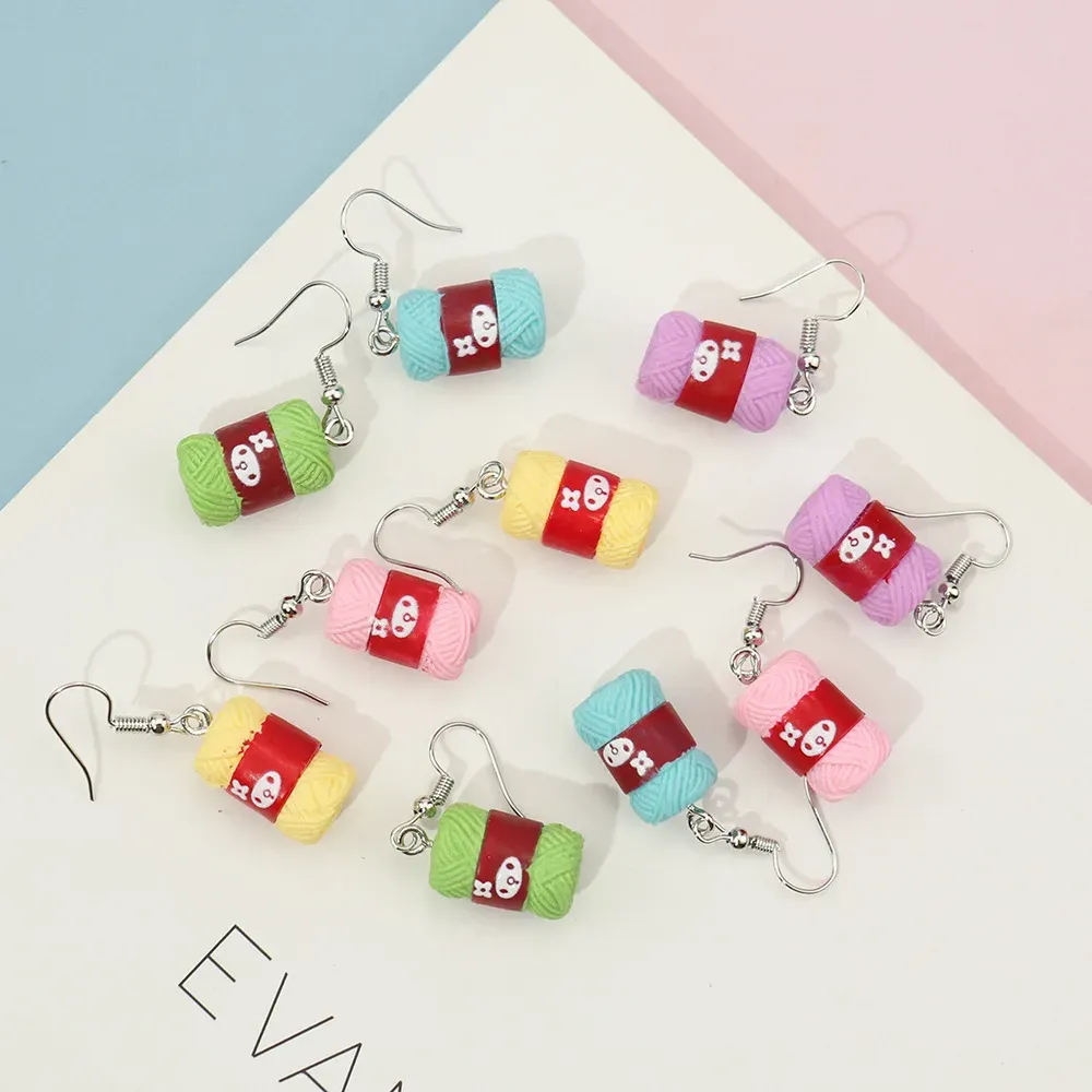 Boucles d'oreilles résine boule fil couleur bonbon pour femmes