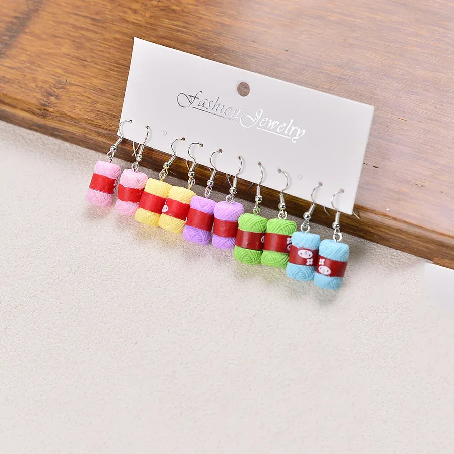 Boucles d'oreilles résine boule fil couleur bonbon pour femmes