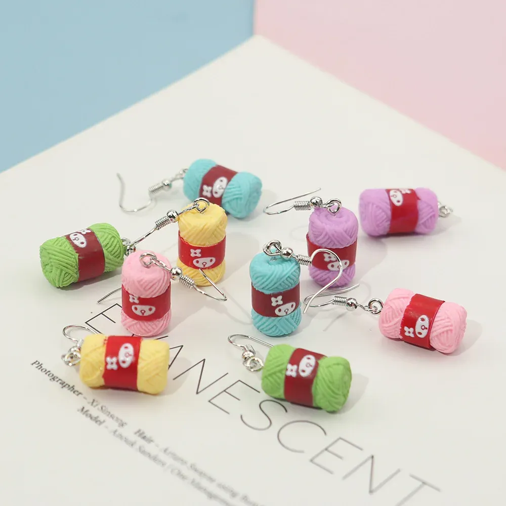 Boucles d'oreilles résine boule fil couleur bonbon pour femmes