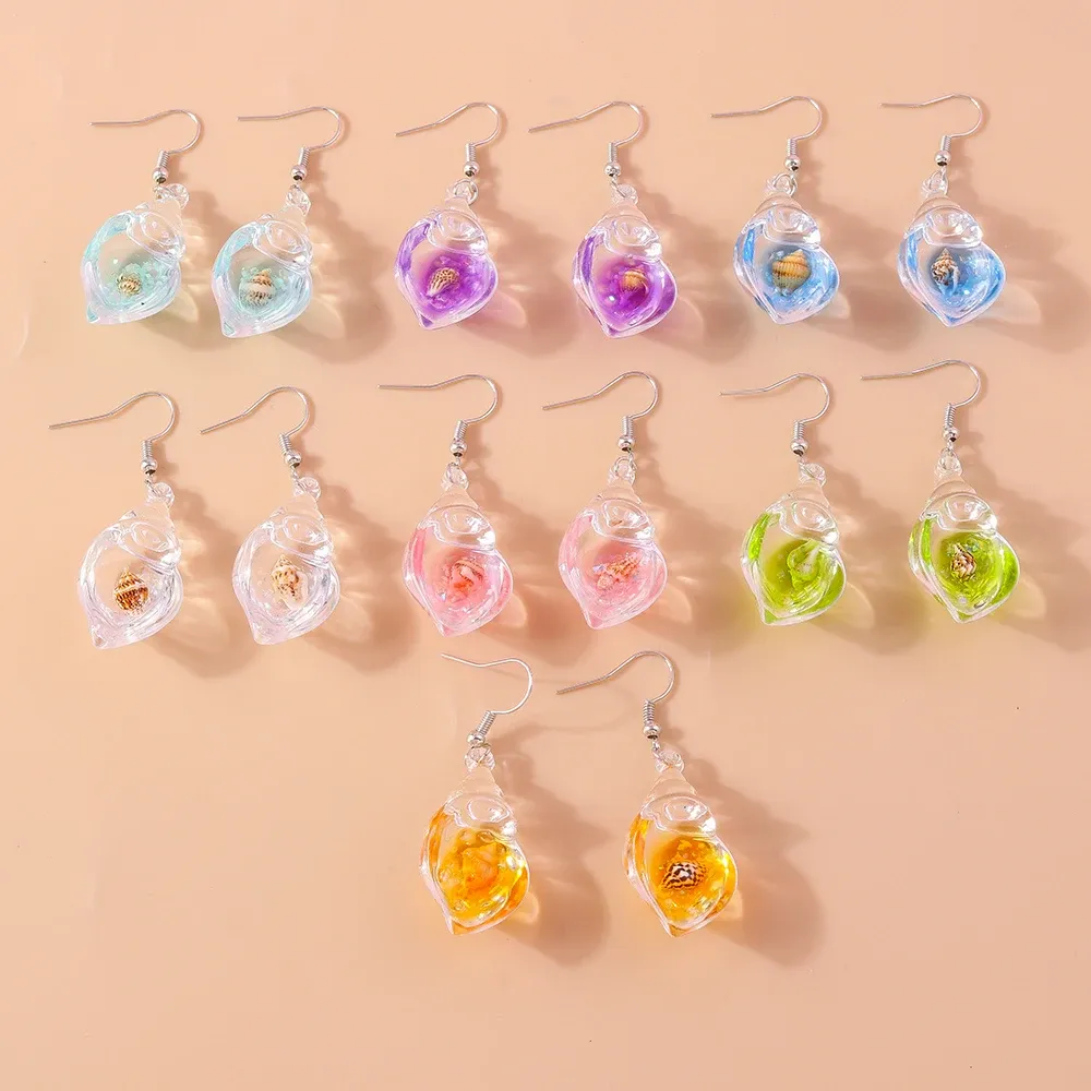 Boucles d'oreilles résine coquillage style plage été