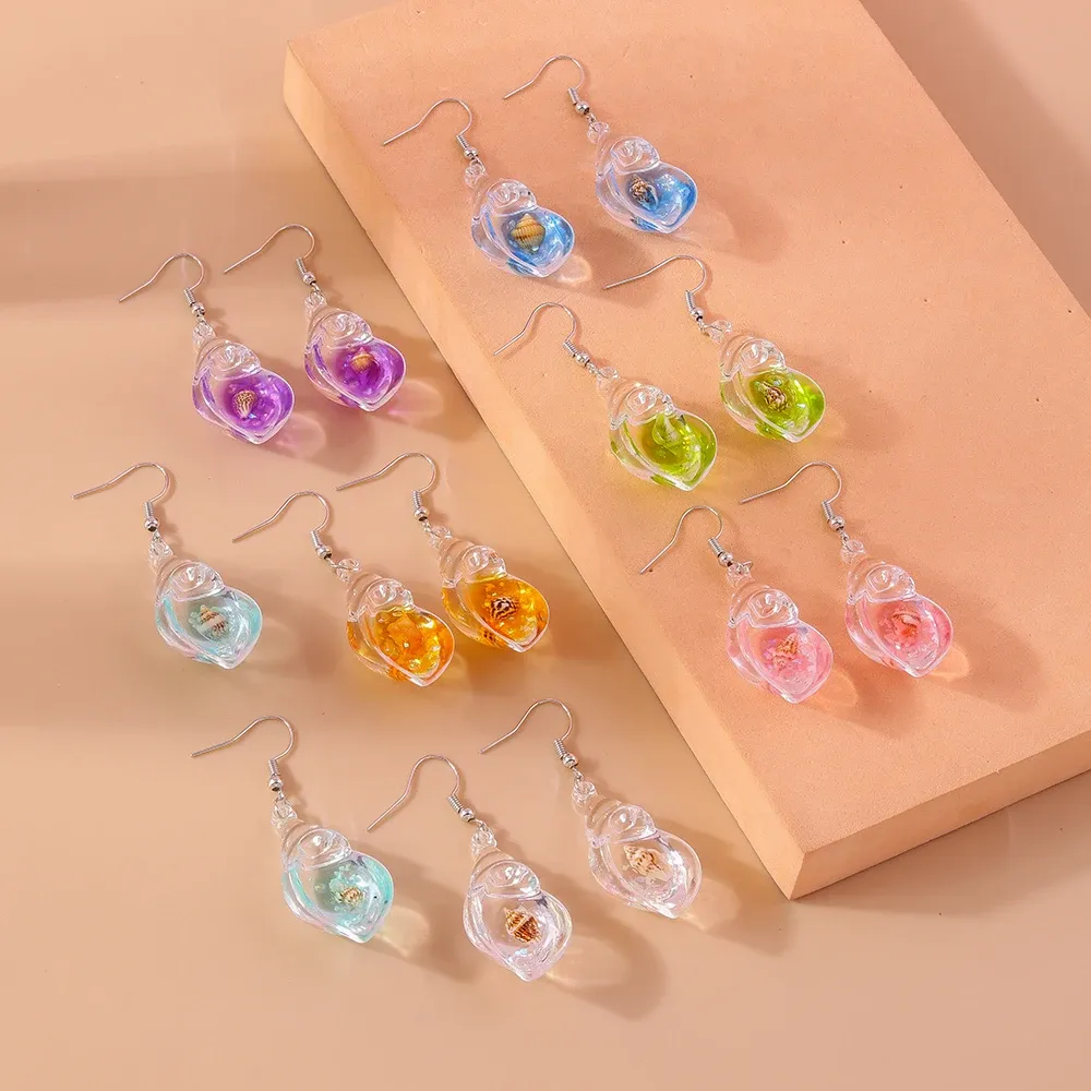Boucles d'oreilles résine coquillage style plage été