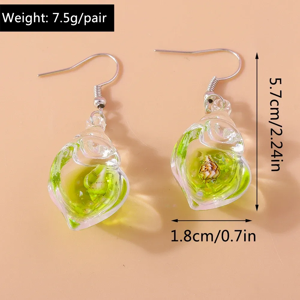 Boucles d'oreilles résine coquillage style plage été