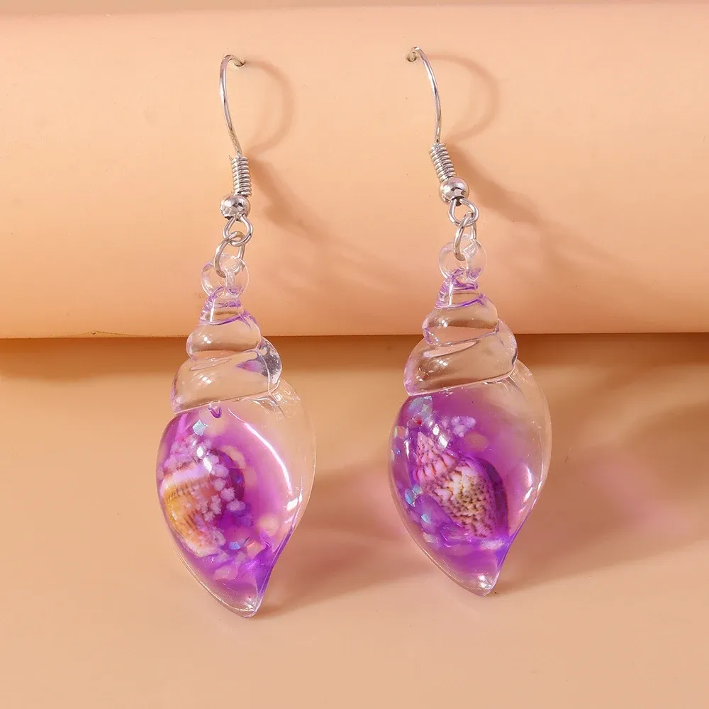 Boucles d'oreilles résine coquillage style plage été