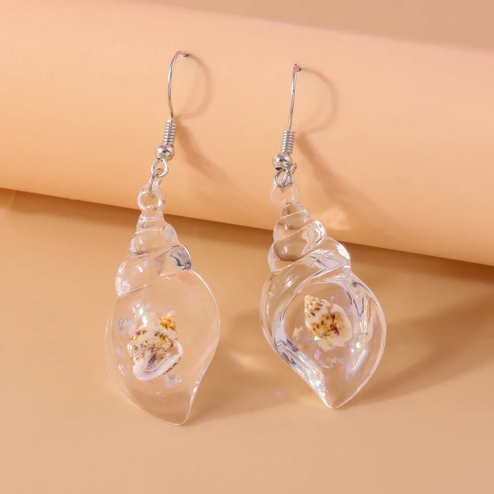 Boucles d'oreilles résine coquillage style plage été