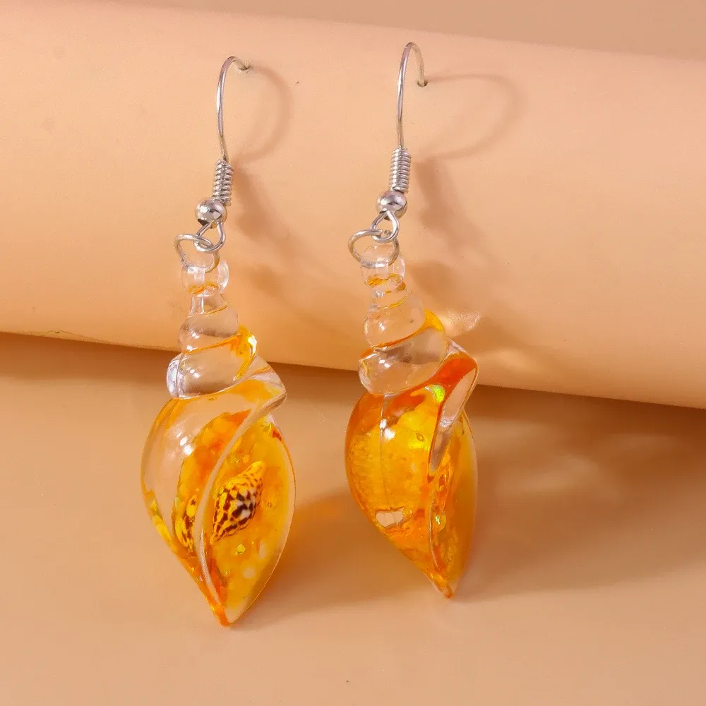 Boucles d'oreilles résine coquillage style plage été