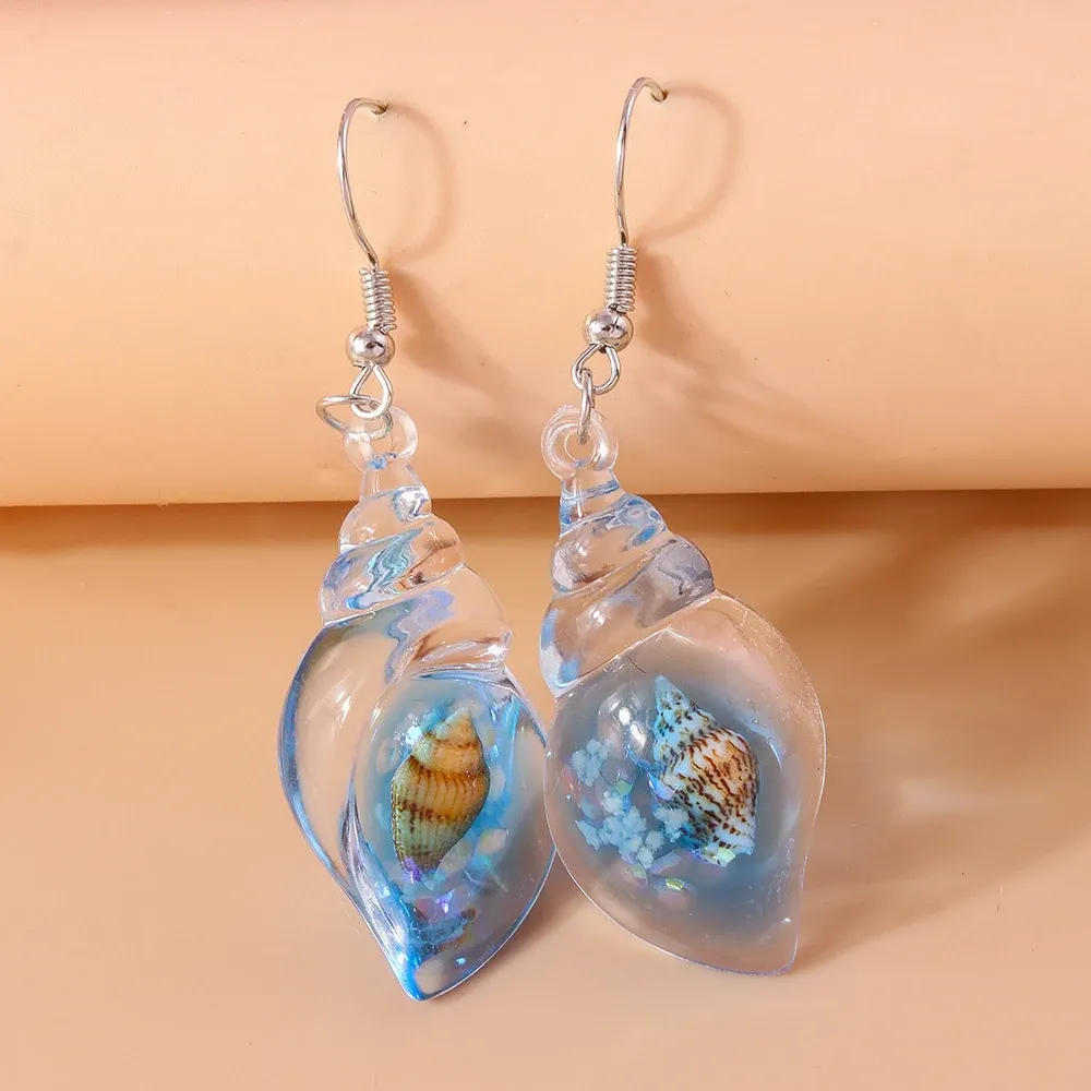Boucles d'oreilles résine coquillage style plage été