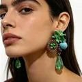 Boucles d'oreilles résine et zircon fleurs style baroque – 2