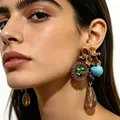 Boucles d'oreilles résine et zircon fleurs style baroque – 6