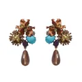 Boucles d'oreilles résine et zircon fleurs style baroque – Couleur du métal brown4