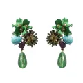 Boucles d'oreilles résine et zircon fleurs style baroque – Couleur du métal green2