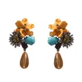 Boucles d'oreilles résine et zircon fleurs style baroque – Couleur du métal orange3
