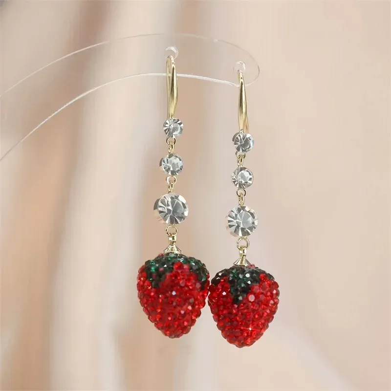 Boucles d'oreilles résine fraise et fruits fantaisie
