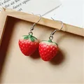 Boucles d'oreilles résine fraise et fruits fantaisie – Couleur du métal ER20Y0227-6