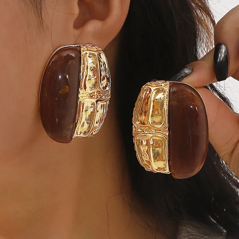 Boucles d'oreilles résine géométrique épissées vintage