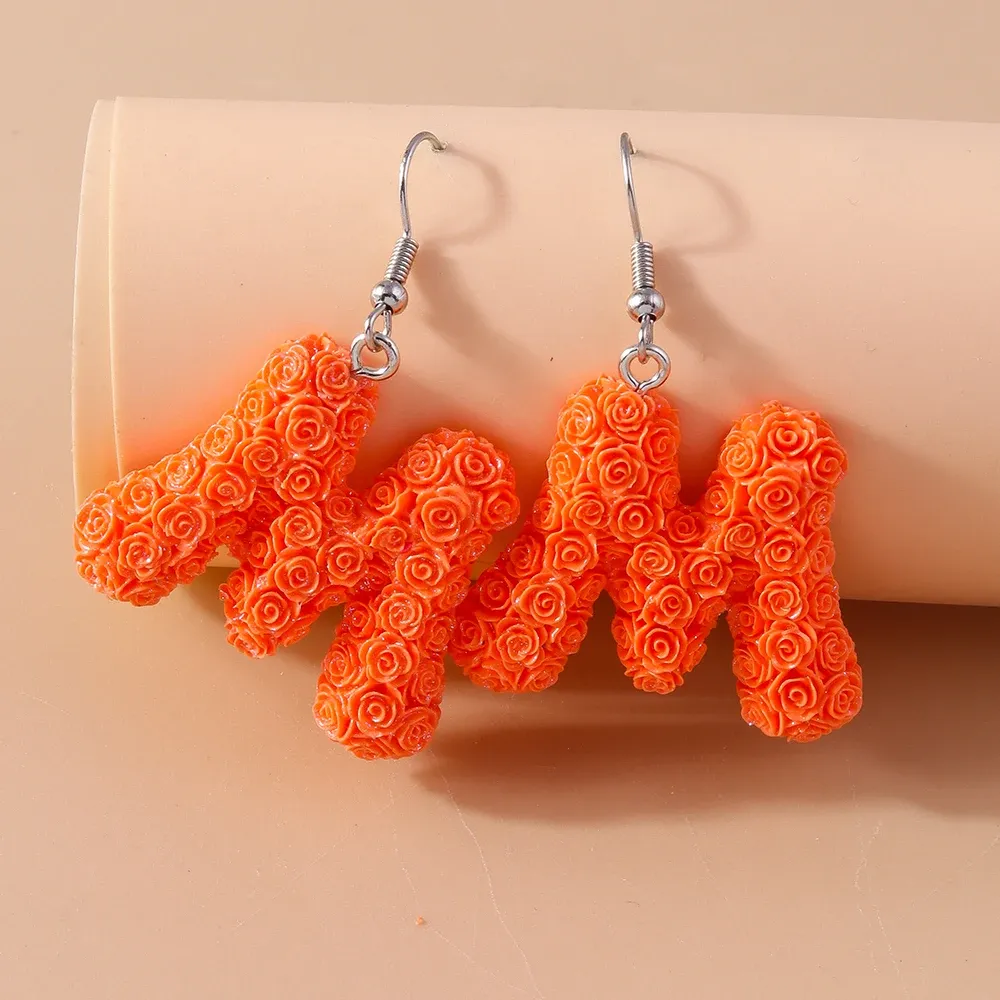 Boucles d'oreilles résine lettres florales 26 initiales