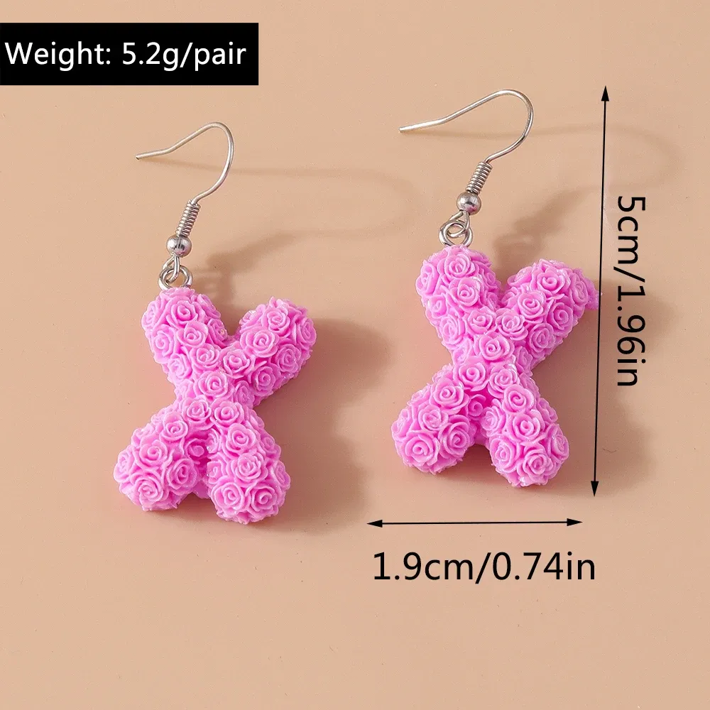 Boucles d'oreilles résine lettres florales 26 initiales