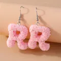 Boucles d'oreilles résine lettres florales 26 initiales – Couleur du métal Style R