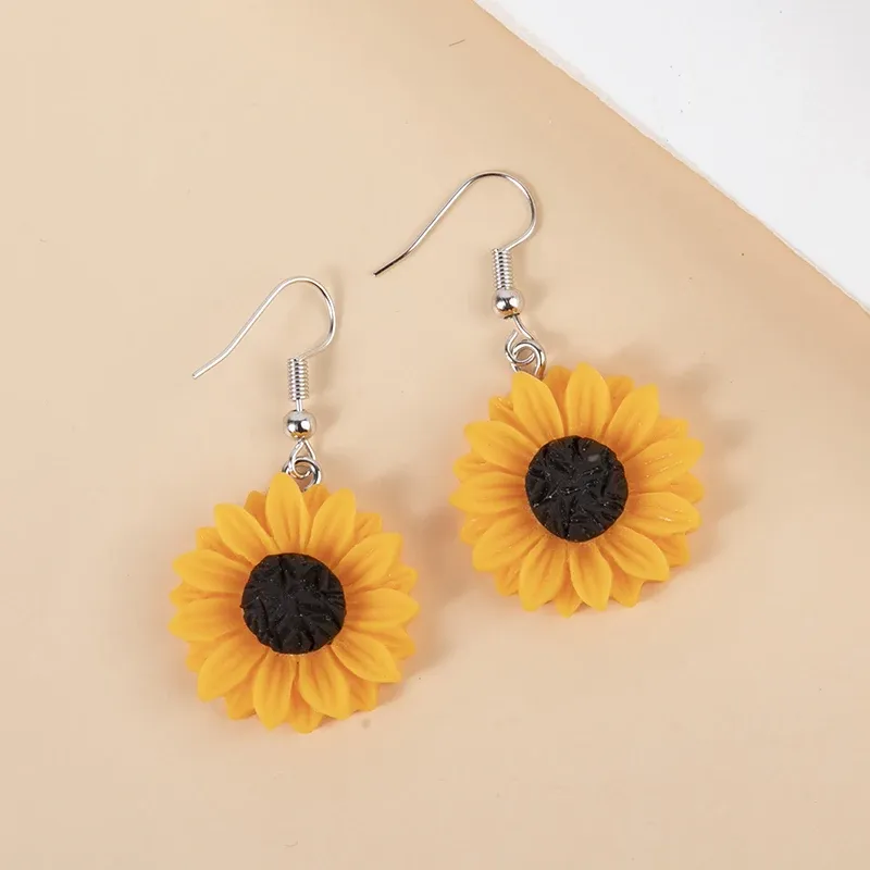 Boucles d'oreilles résine marguerite tournesol 15 à 30 mm