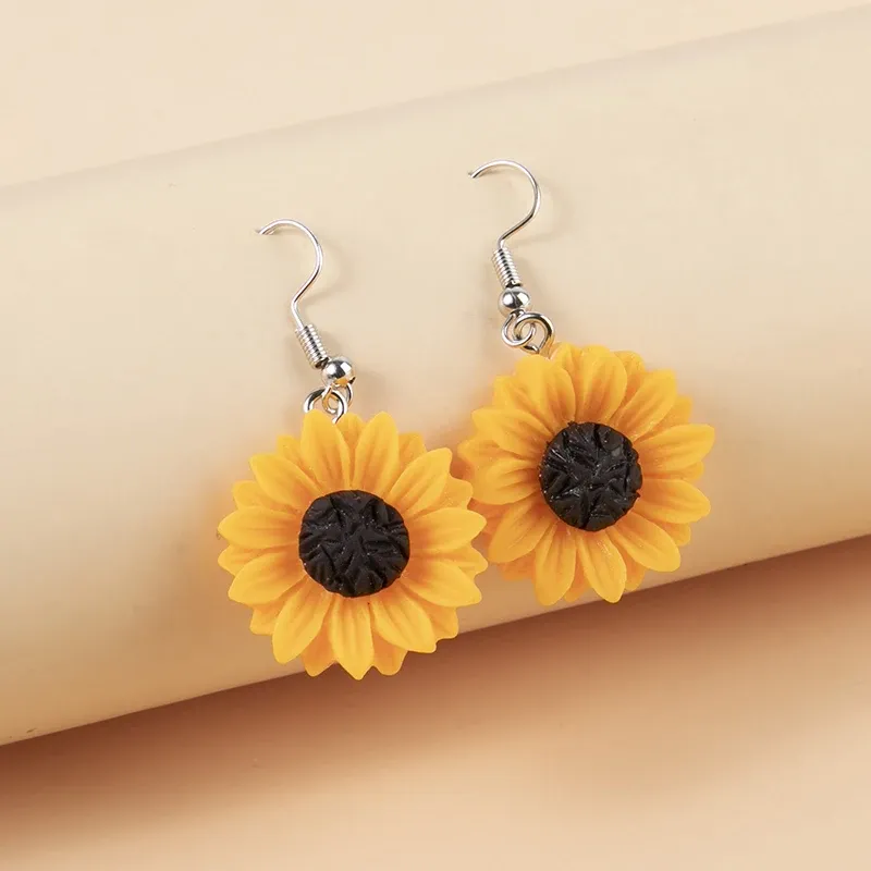 Boucles d'oreilles résine marguerite tournesol 15 à 30 mm