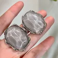 Boucles d'oreilles résine métal géométriques exagérées pour femmes – Couleur du métal Earrings