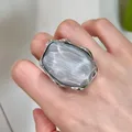 Boucles d'oreilles résine métal géométriques exagérées pour femmes – Couleur du métal Ring