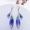 Boucles d'oreilles résine papillon double aile émail – Couleur du métal CP-Blue