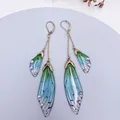 Boucles d'oreilles résine papillon double aile émail – Couleur du métal CP-Green