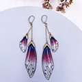 Boucles d'oreilles résine papillon double aile émail – Couleur du métal CP-Purple